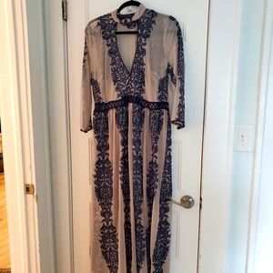 Venus nude/blue embroidered dress